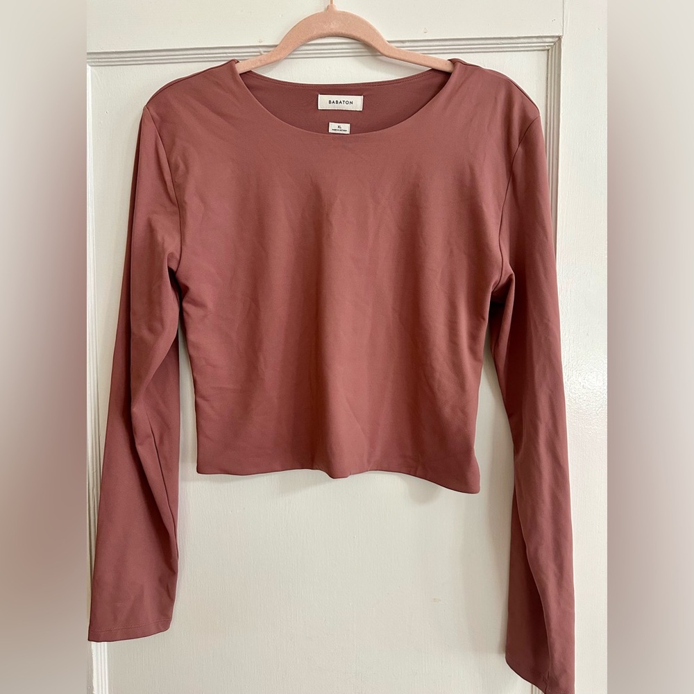 Aritzia Babaton Cropped Long Sleeve Top - Mauve